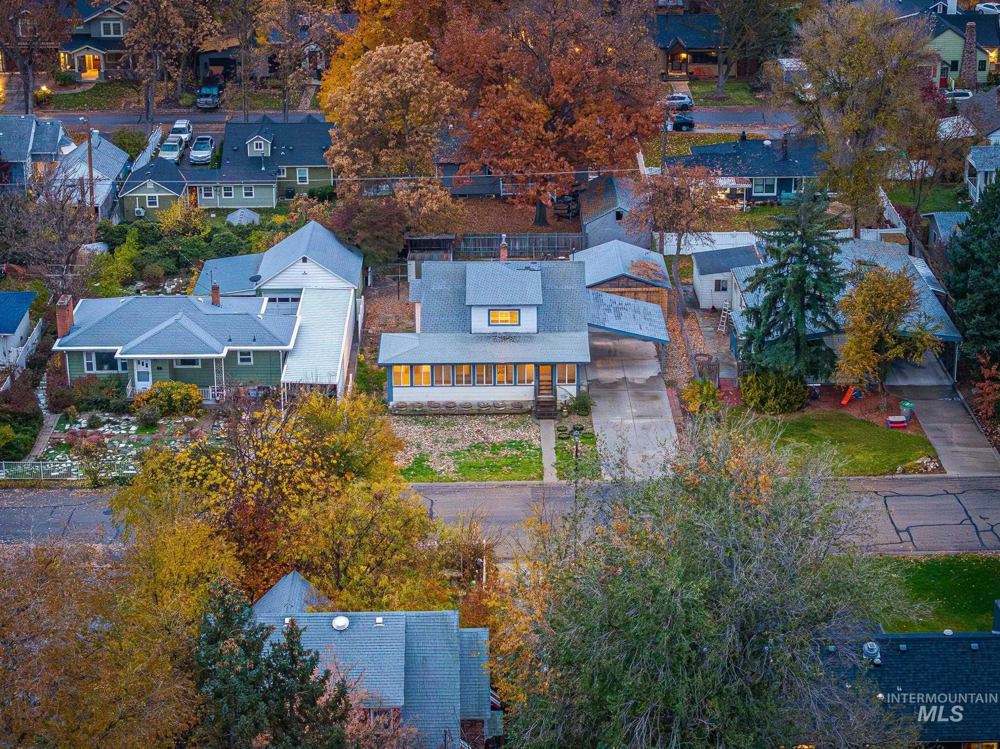 Aerial view of residential area