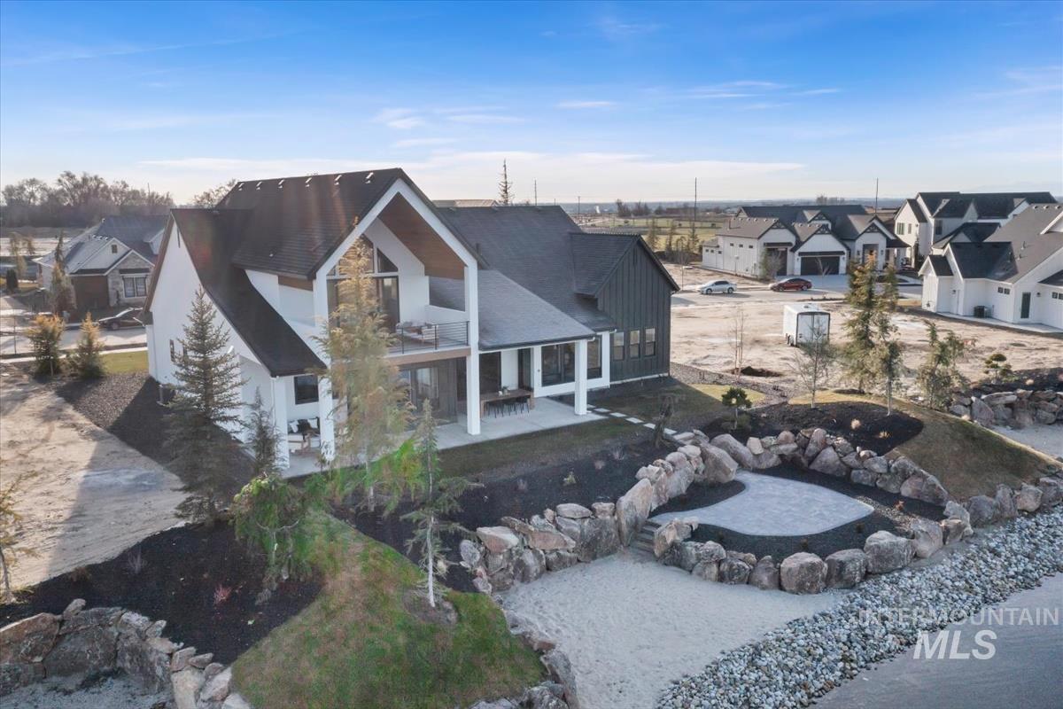 Aerial perspective of suburban area