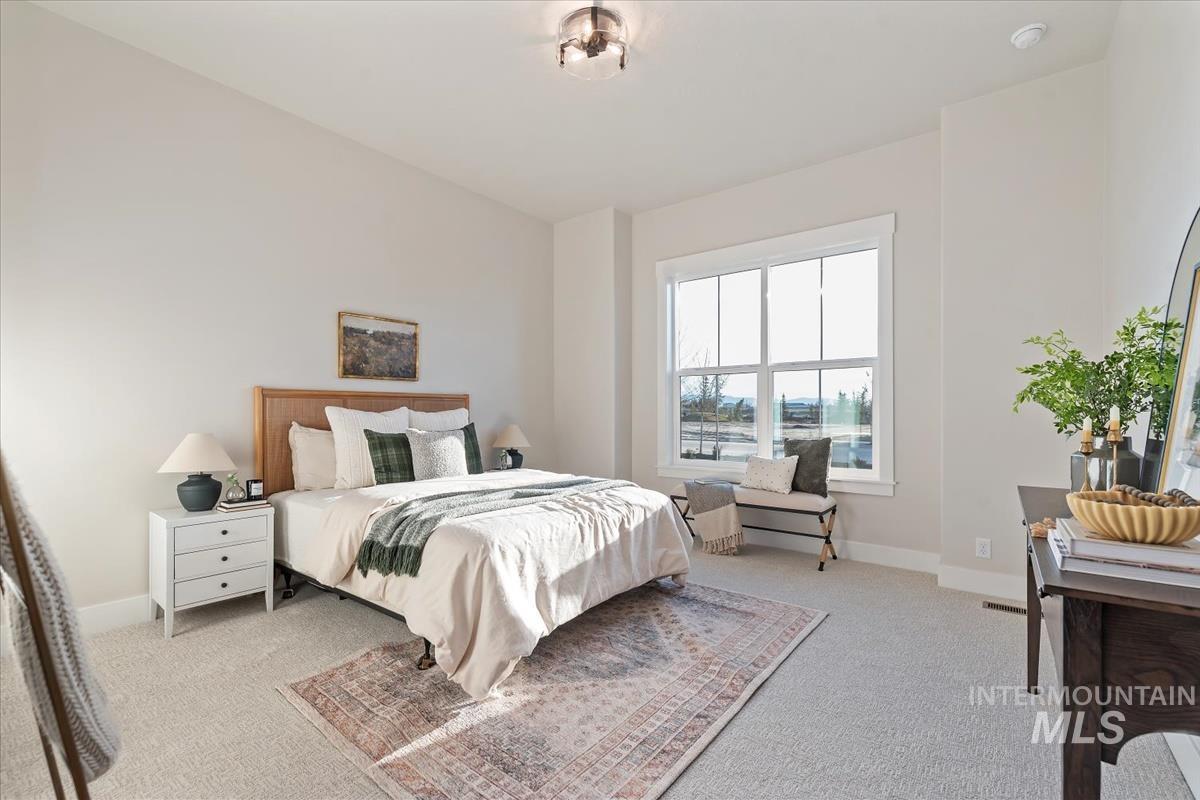 Bedroom with carpet floors