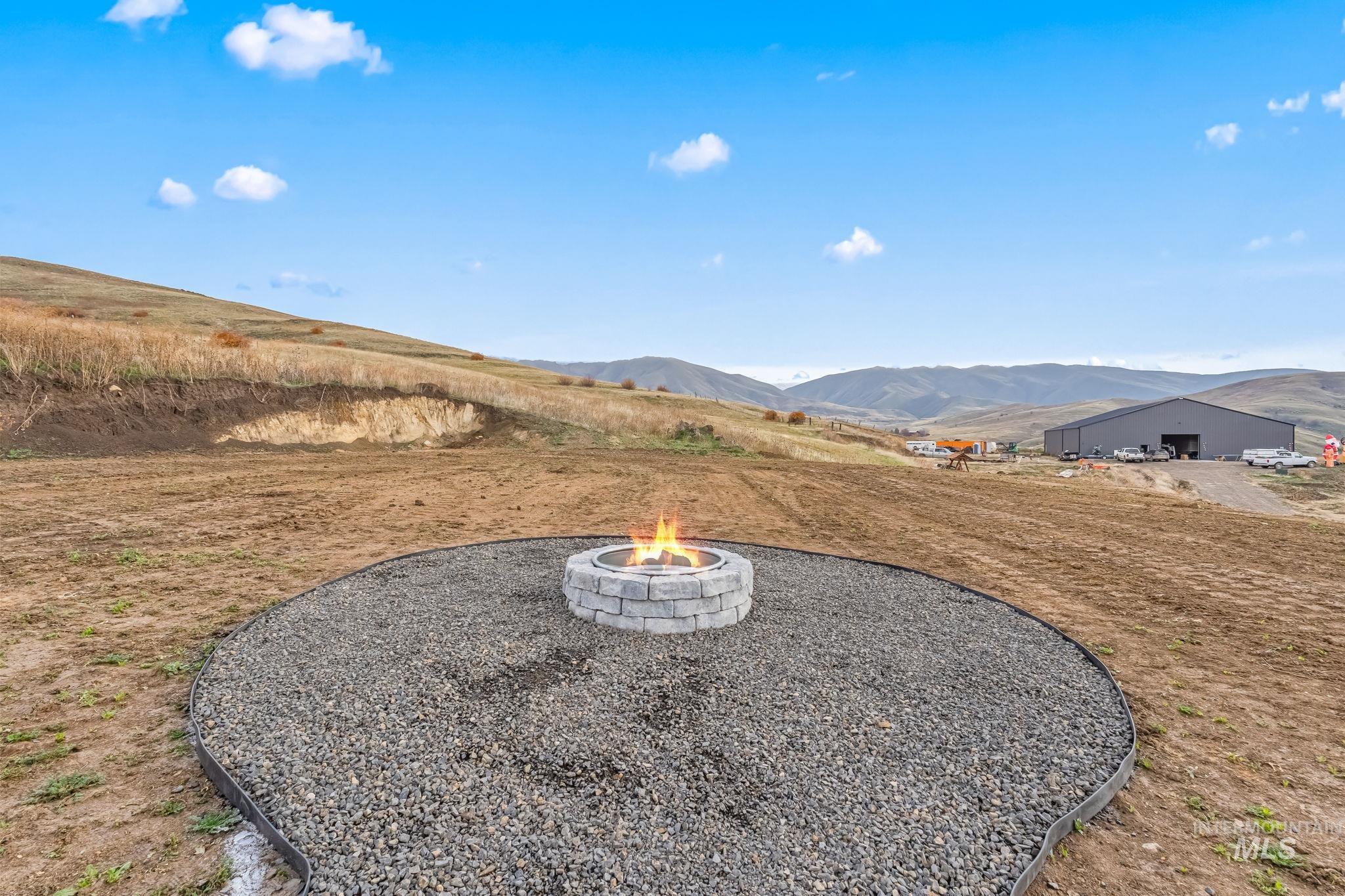 View of yard with a mountain view
