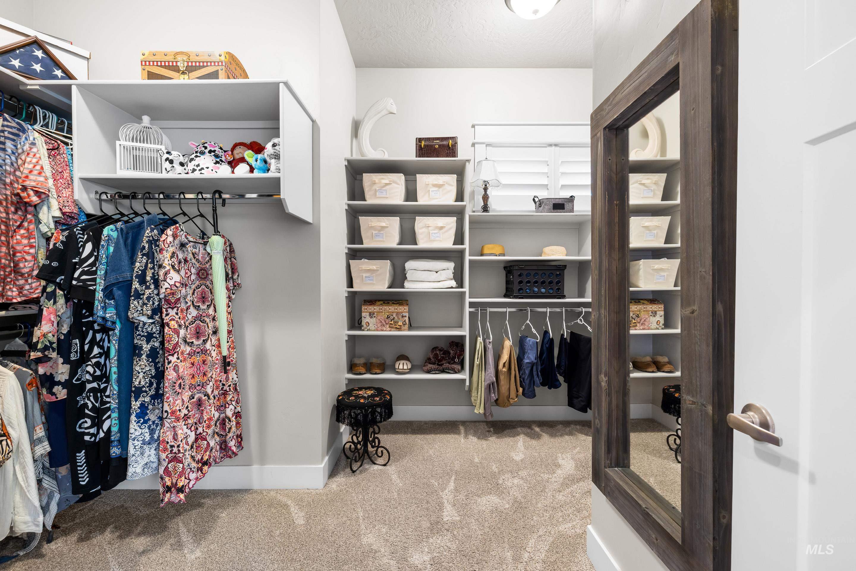 Walk in closet featuring carpet floors
