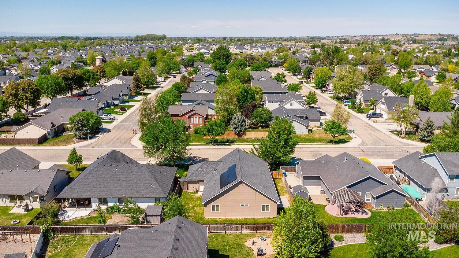 Aerial perspective of suburban area