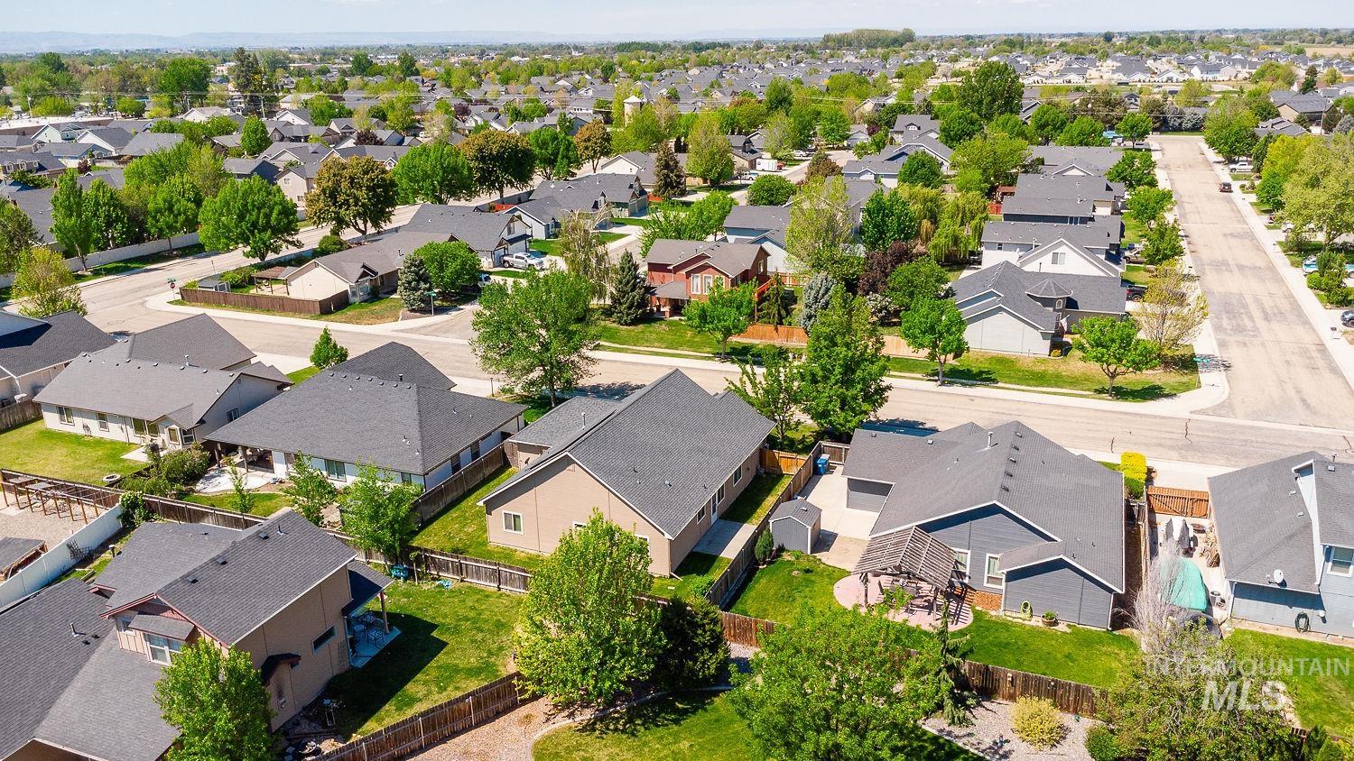 Aerial view of residential area