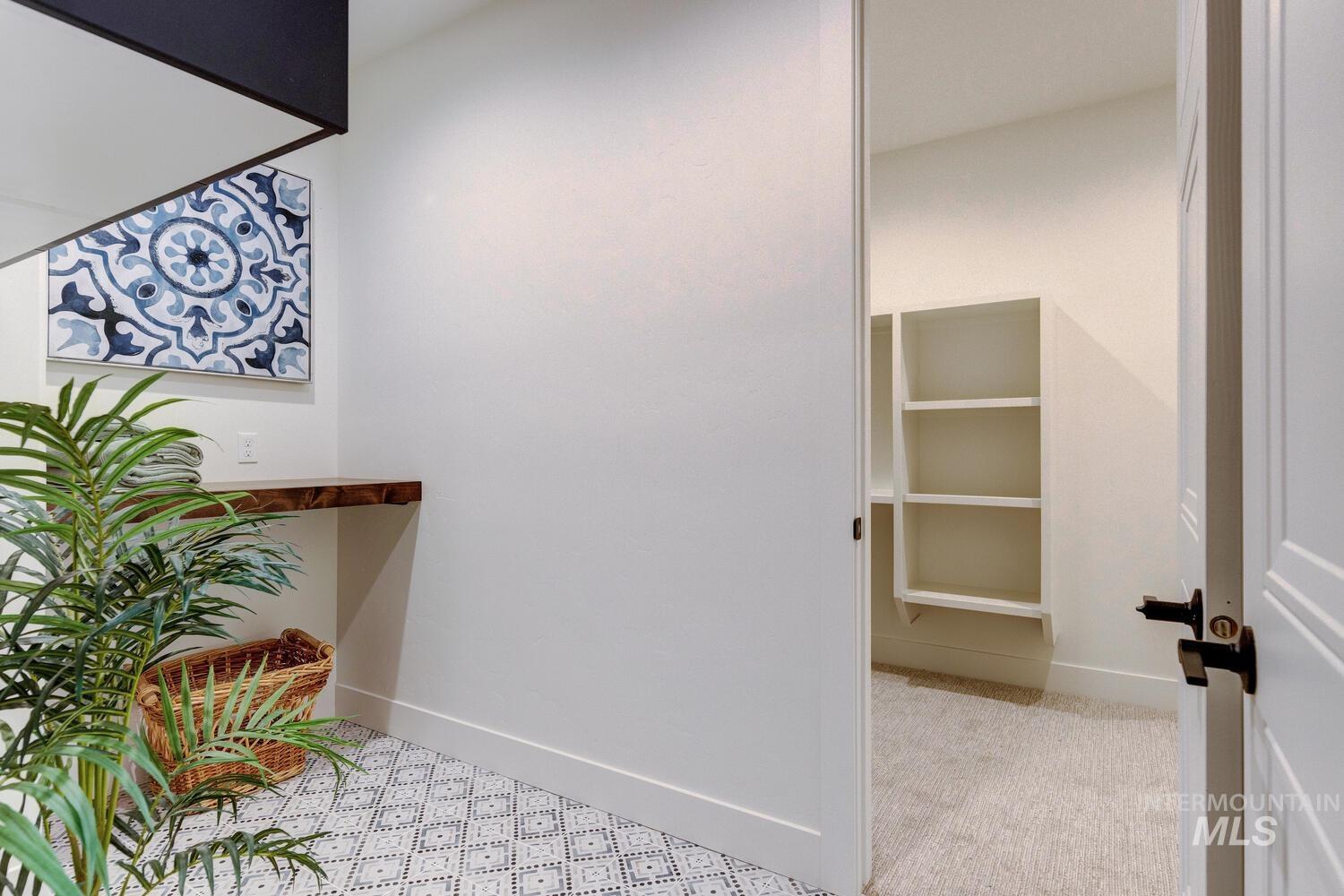 Spacious closet featuring light carpet