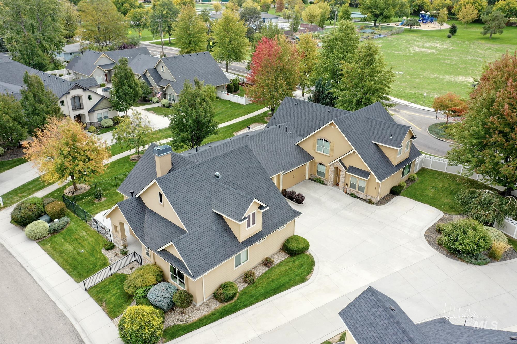 Aerial view of residential area