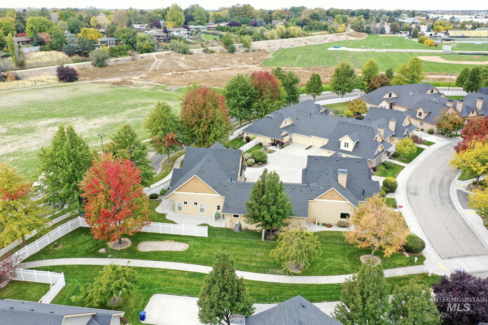 Aerial perspective of suburban area