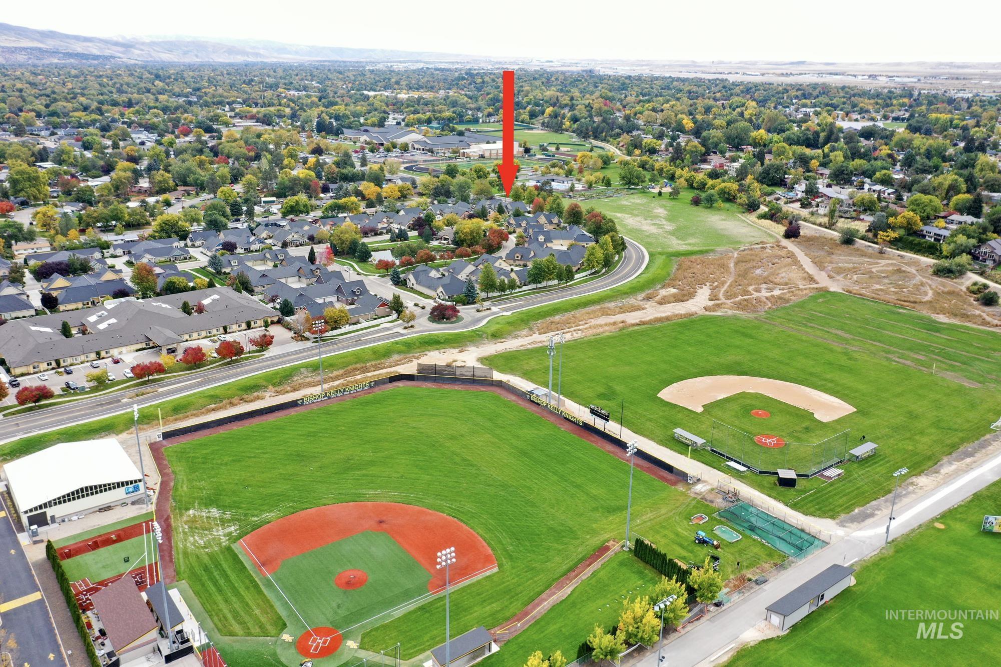 Aerial perspective of suburban area