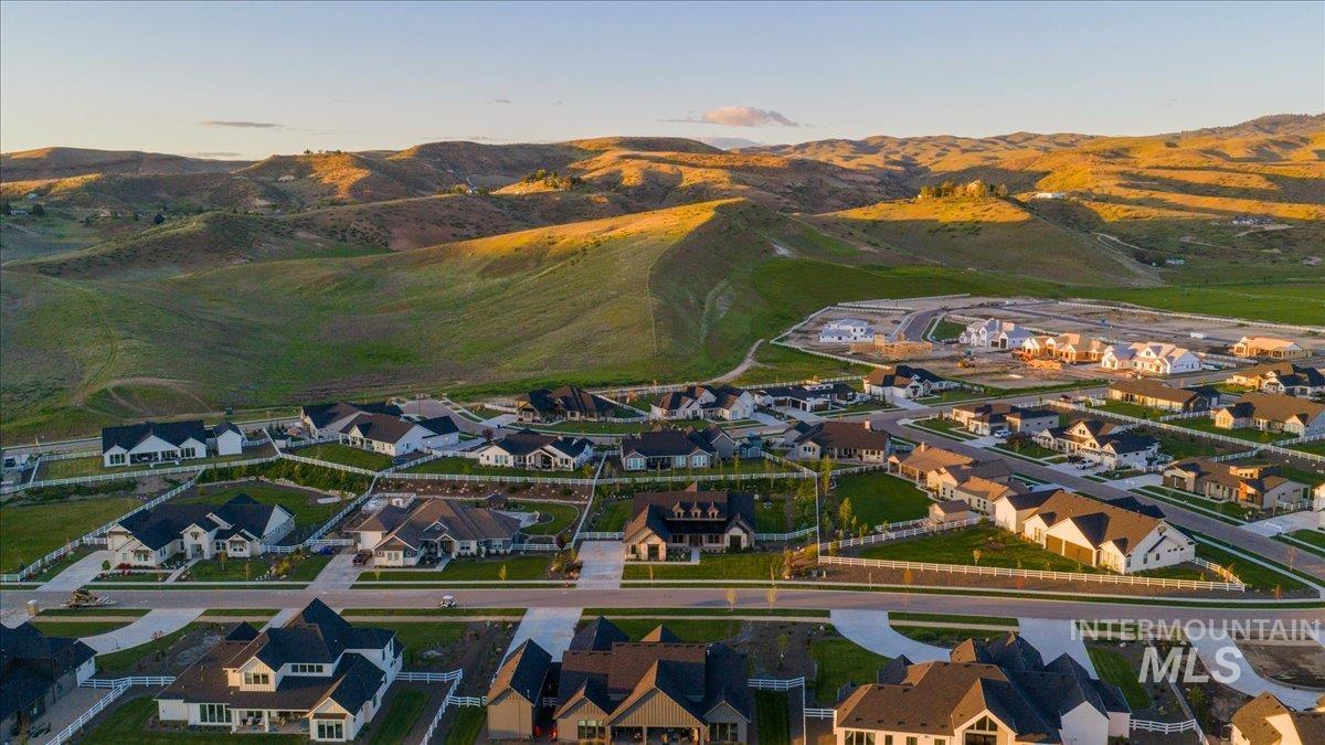 Expansive neighborhood featuring new construction homes with varied architectural styles and dark shingle roofs