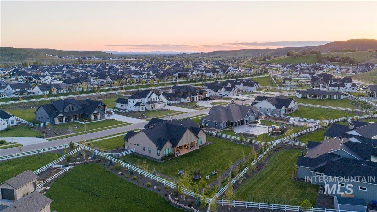 Expansive residential development featuring varied architectural styles and mature landscaping