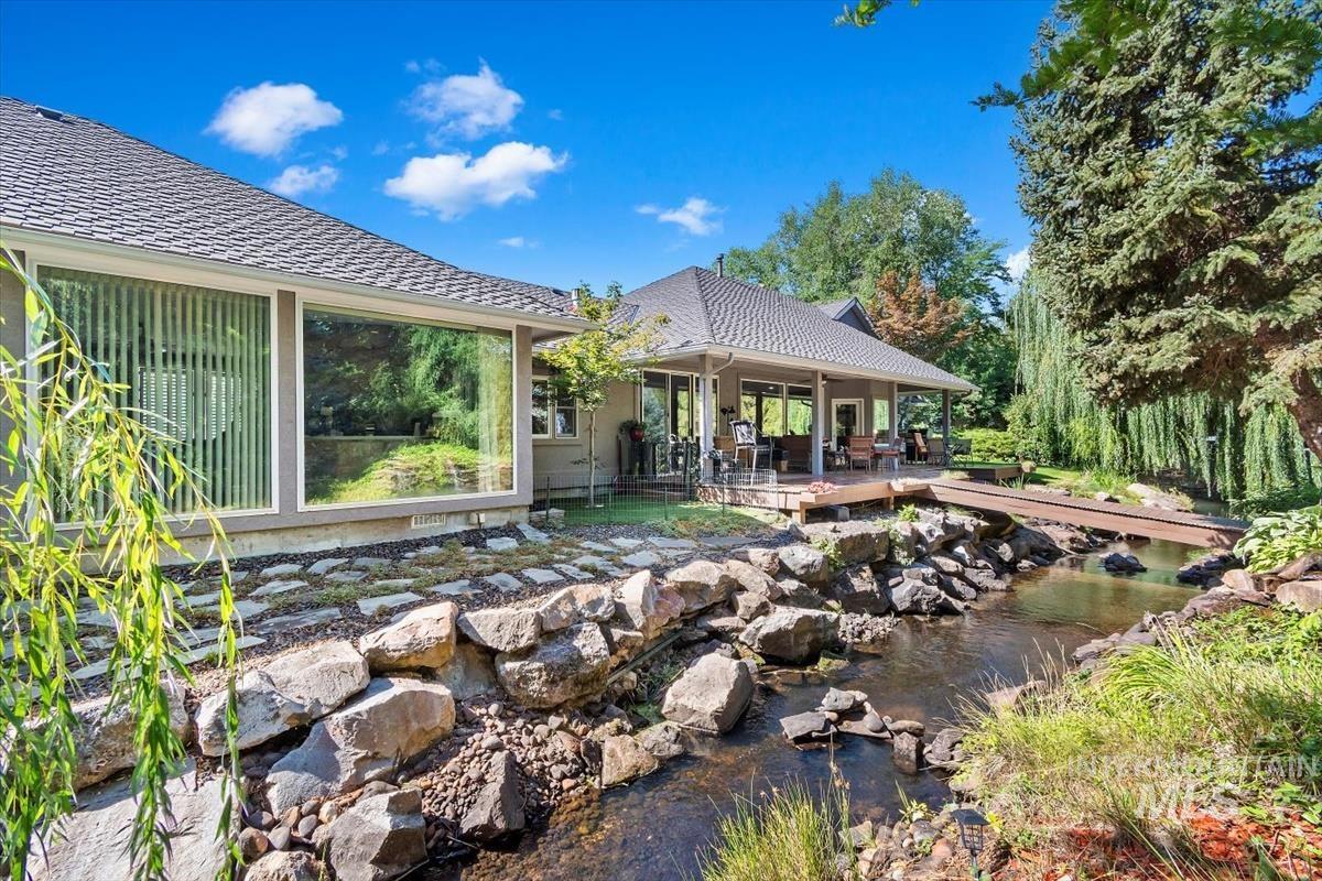 View of yard with a deck