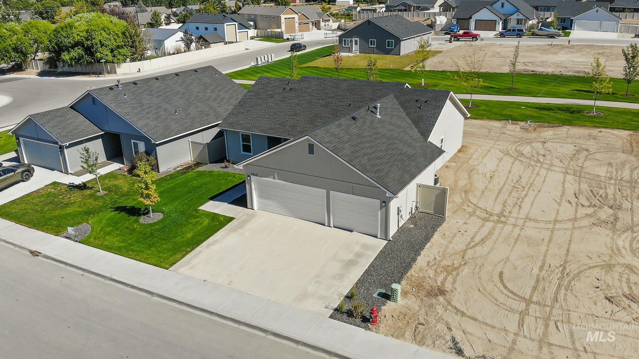Aerial perspective of suburban area
