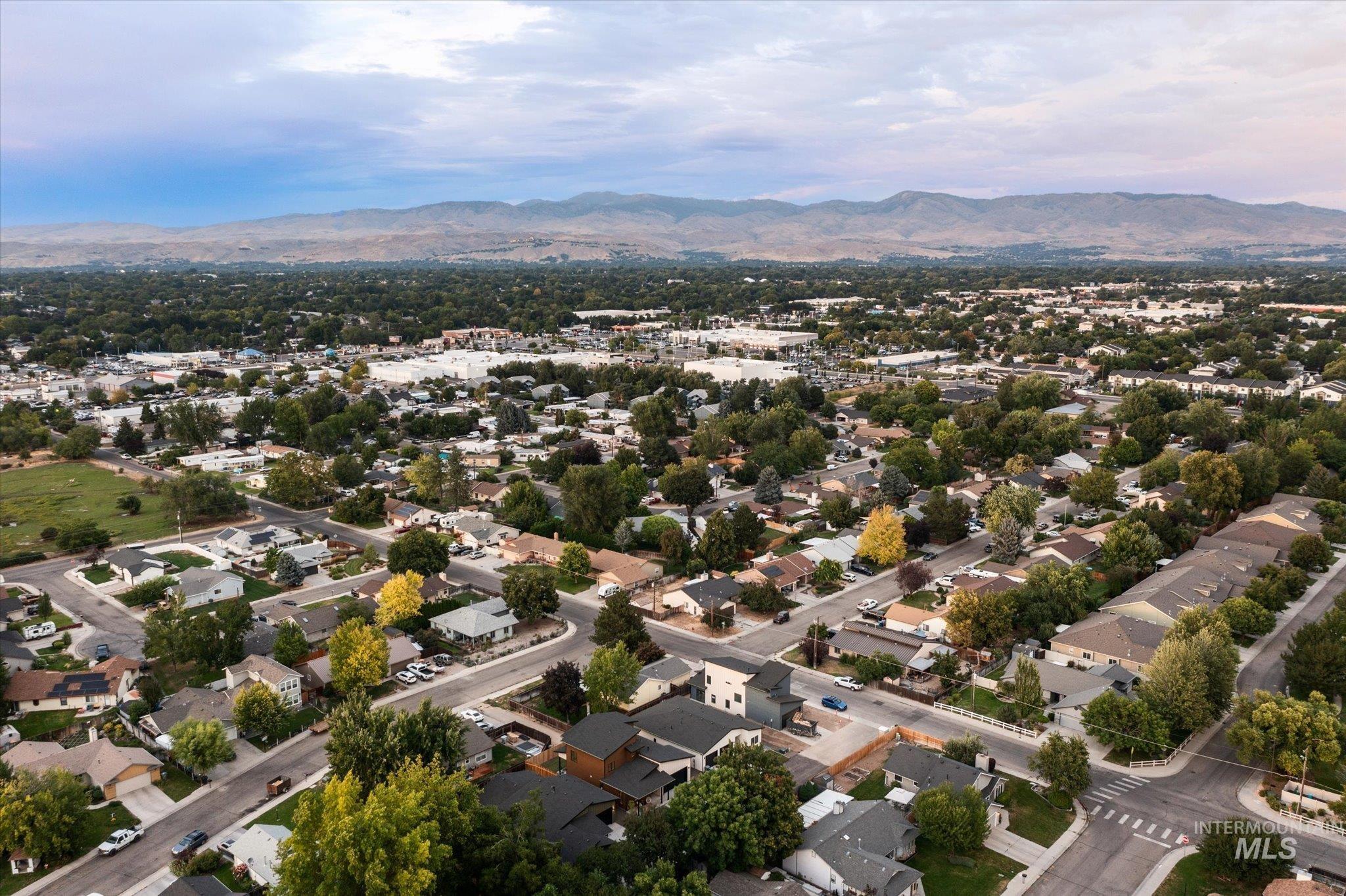 Aerial view of a mountain backdrop