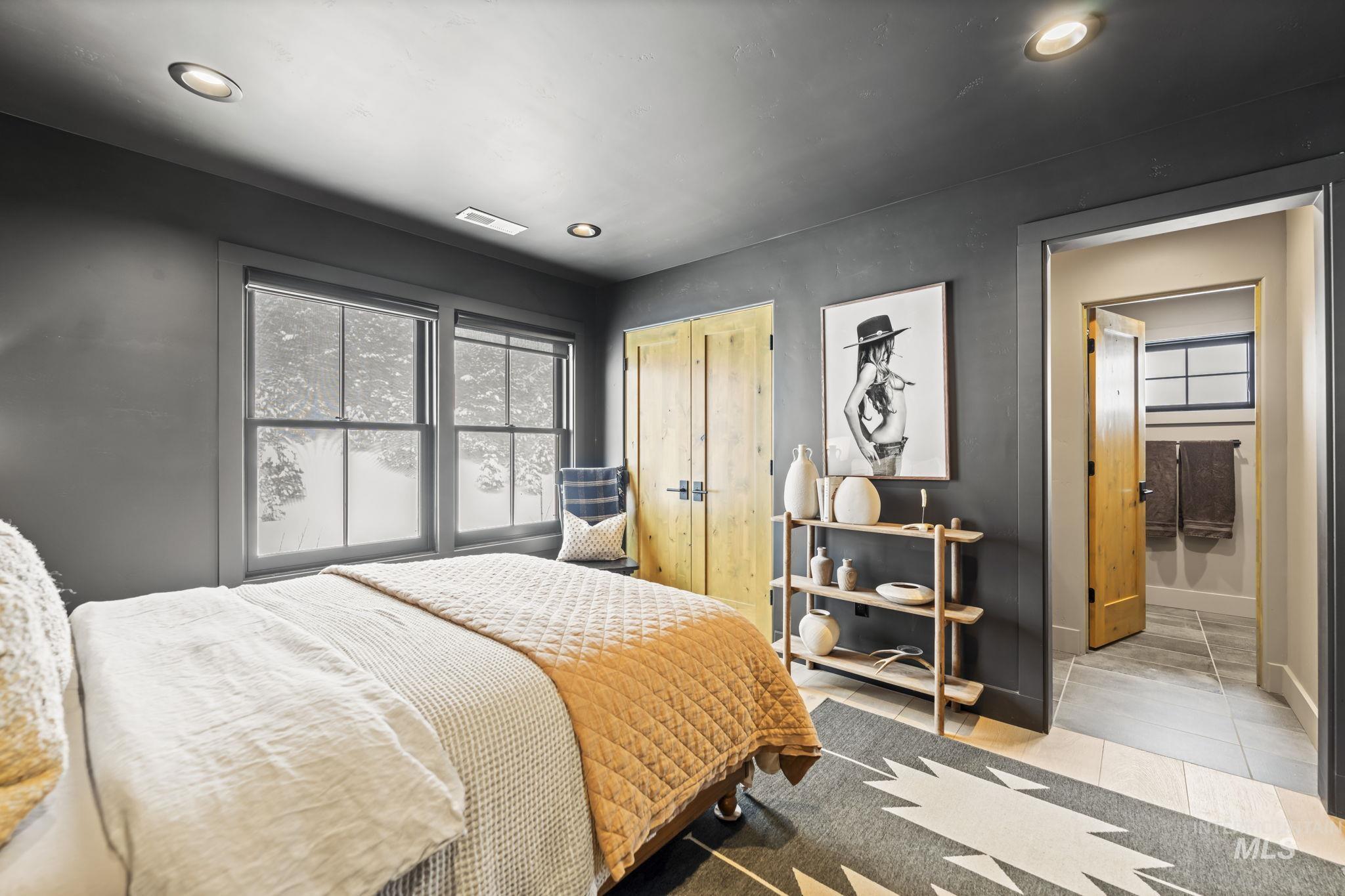 Bedroom 3 featuring light tile patterned flooring, a closet, and recessed lighting - Second Floor