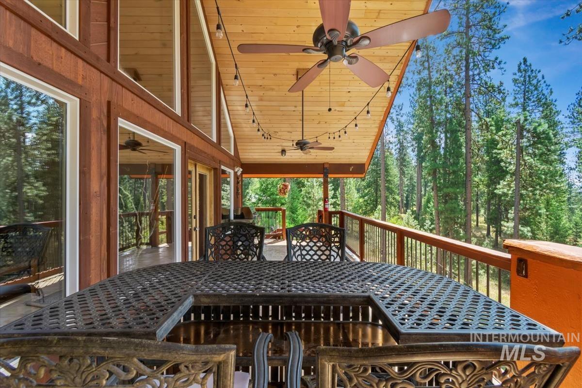 Wooden deck with outdoor dining space