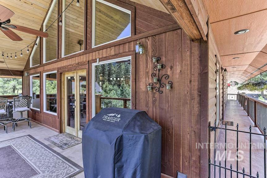 View of patio featuring area for grilling and french doors