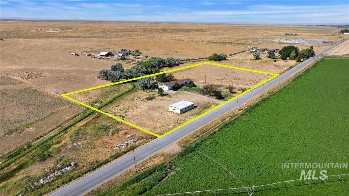 Overview of rural landscape with property boundaries highlighted