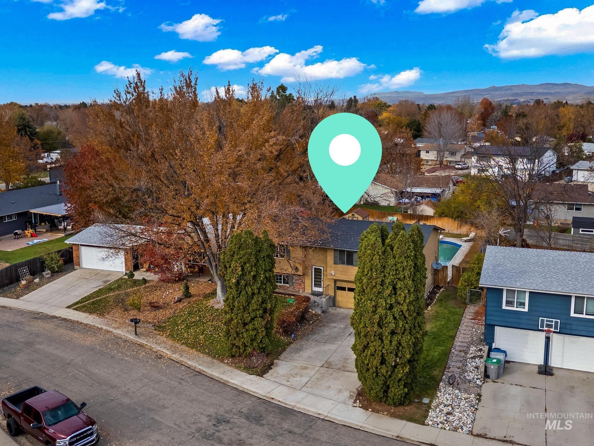 Aerial perspective of suburban area