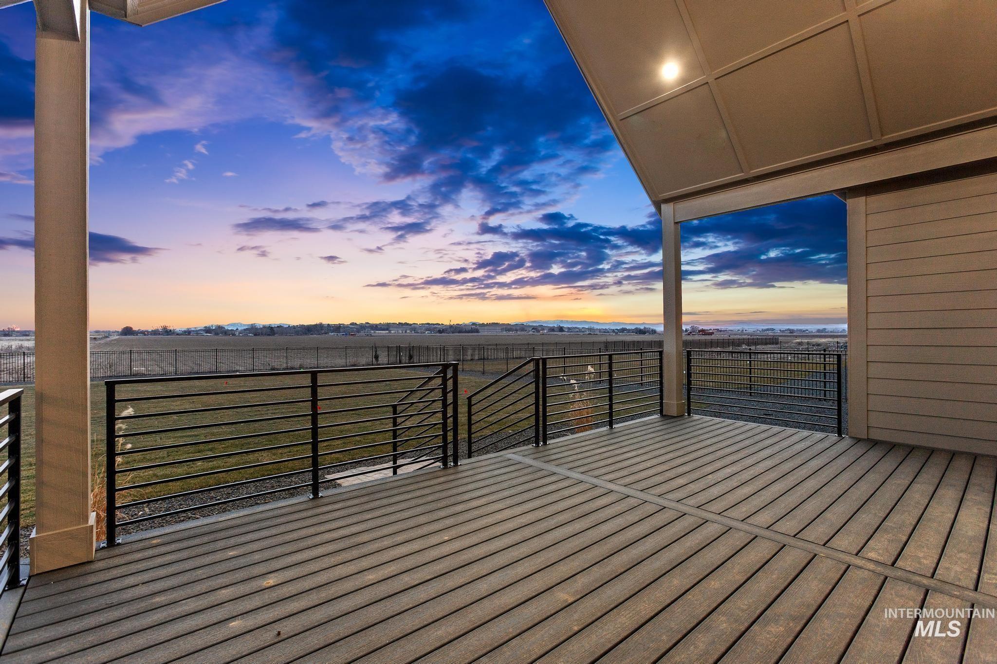 View of deck at dusk
