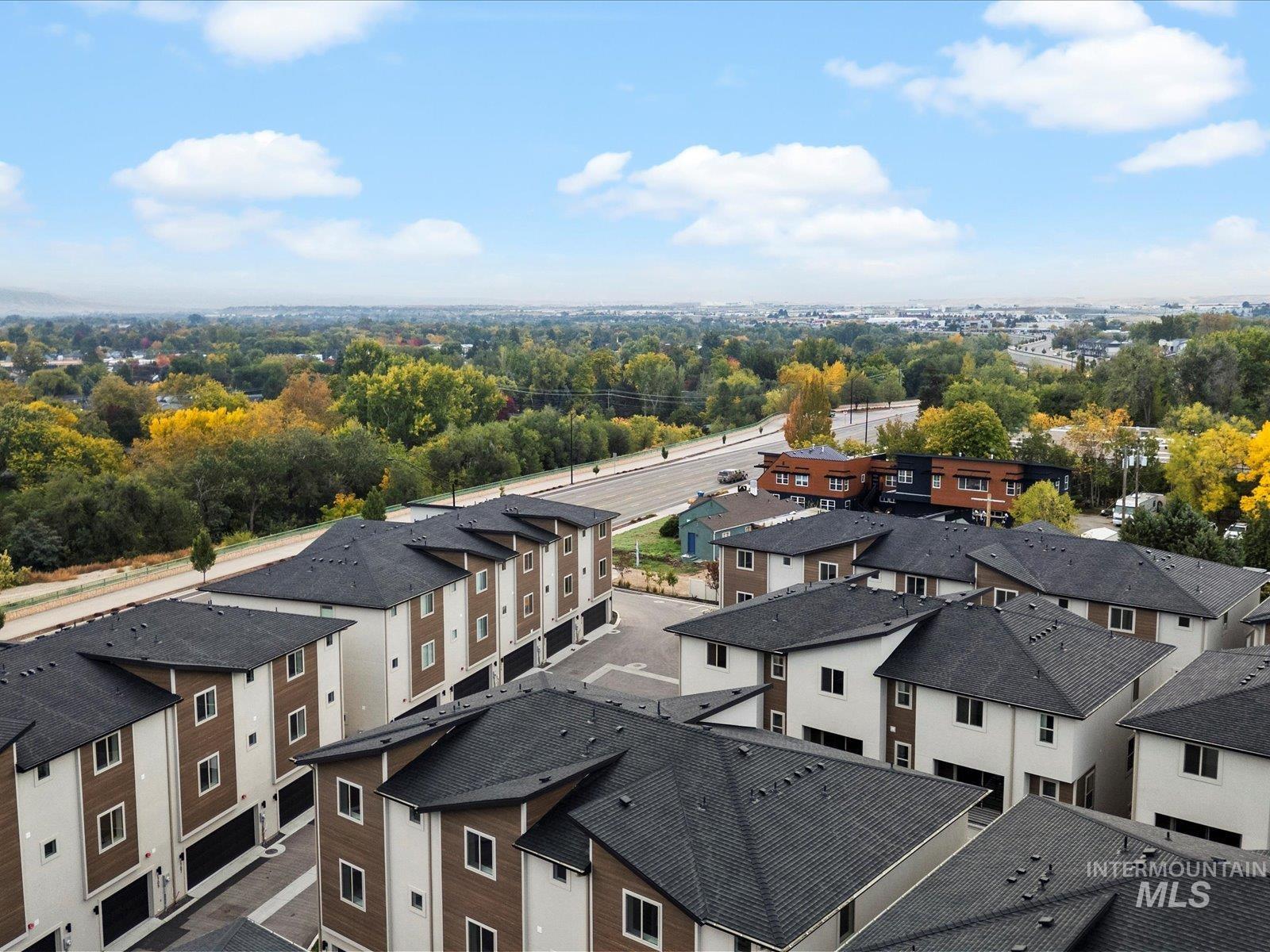 Aerial perspective of suburban area