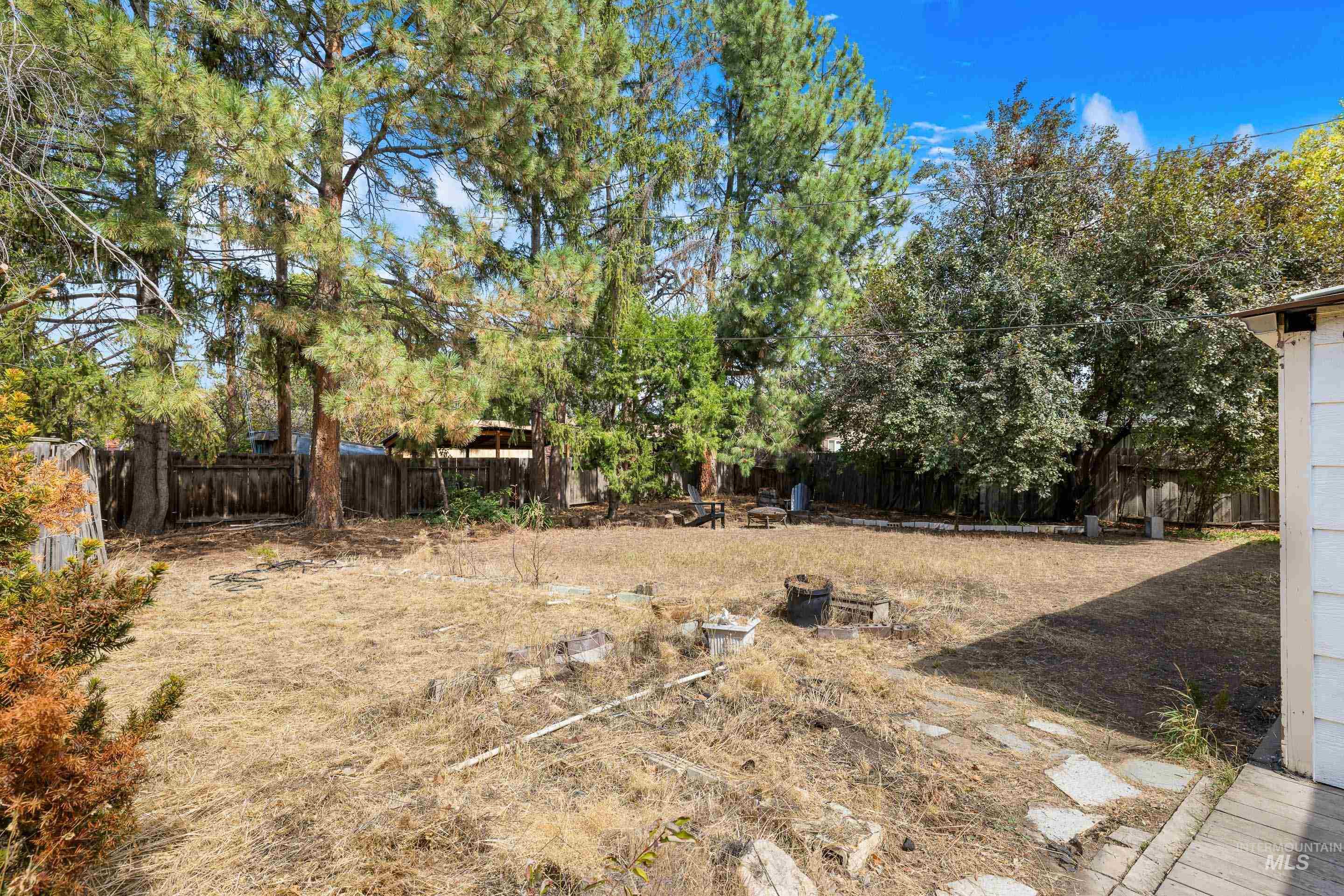 View of fenced backyard
