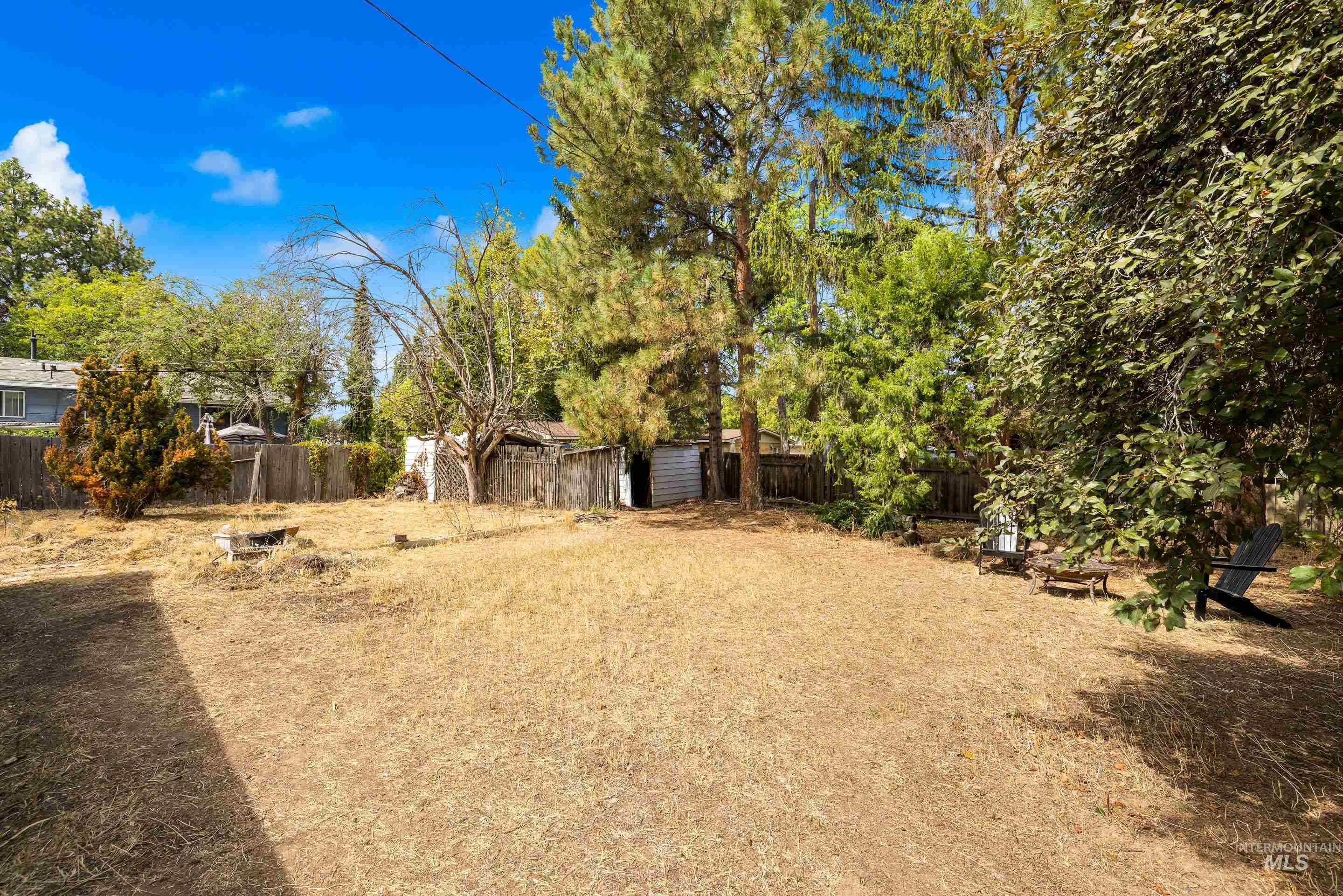 View of fenced backyard