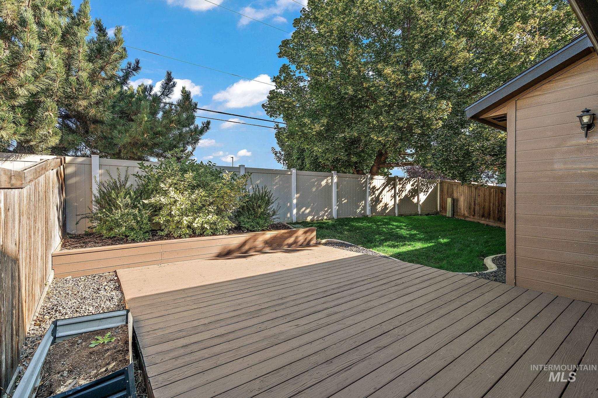 Wooden deck featuring a fenced backyard