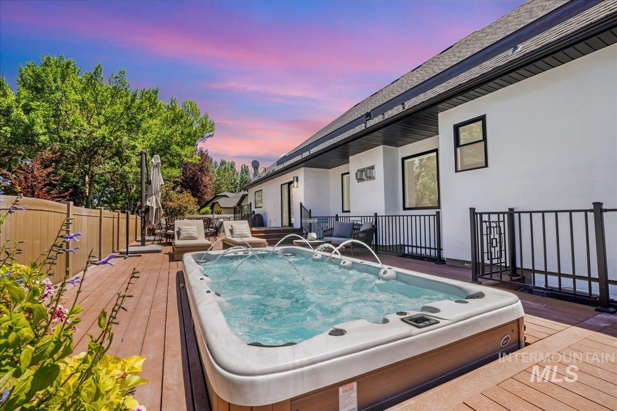 Deck with an outdoor hangout area