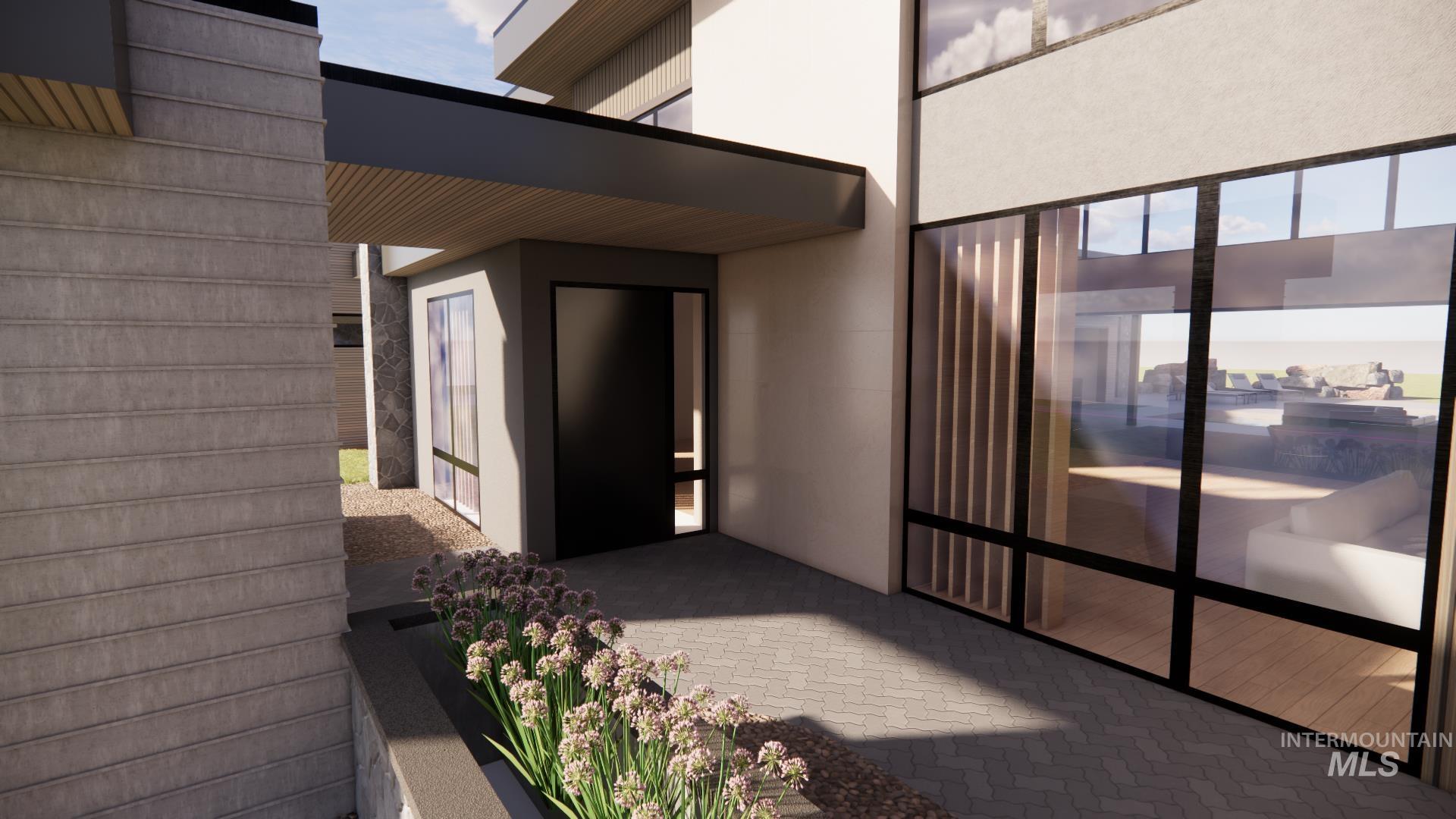 Doorway to property with stucco siding