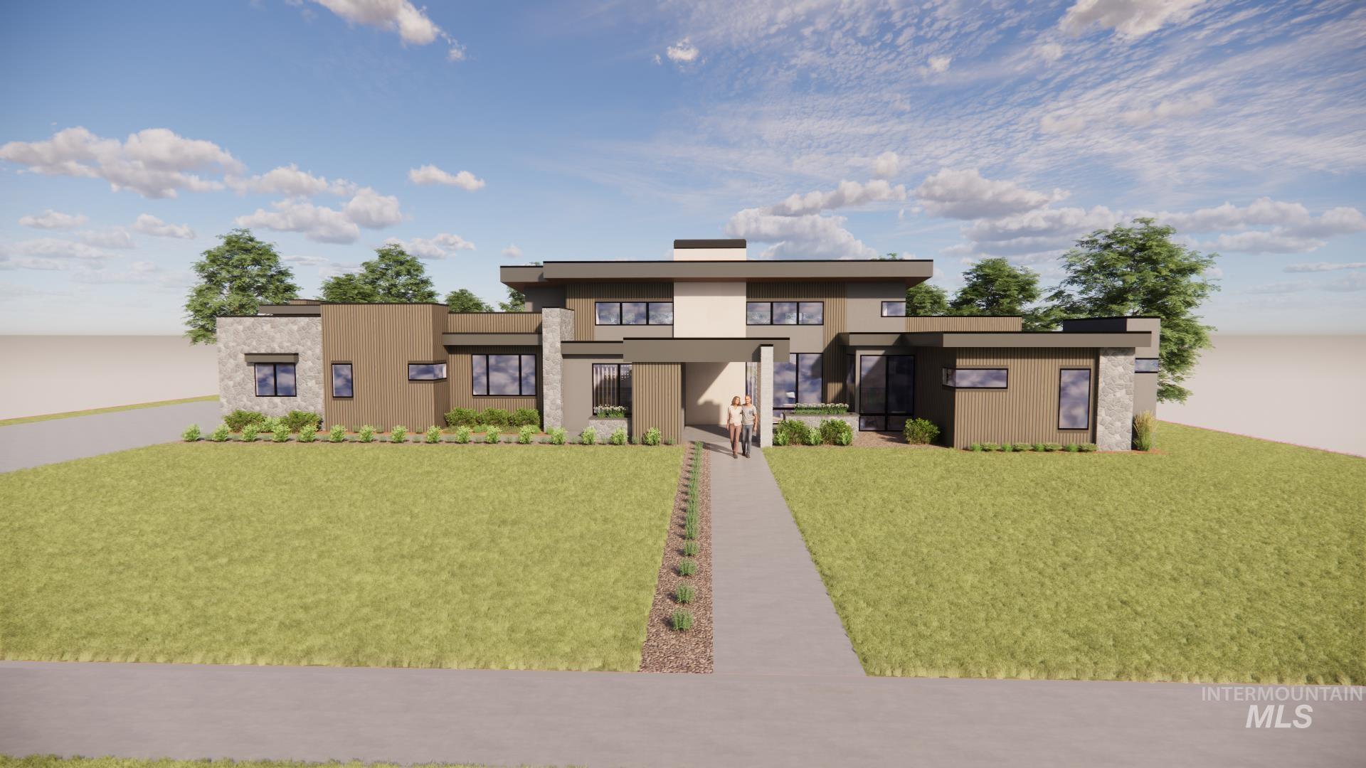 Contemporary house with a front yard