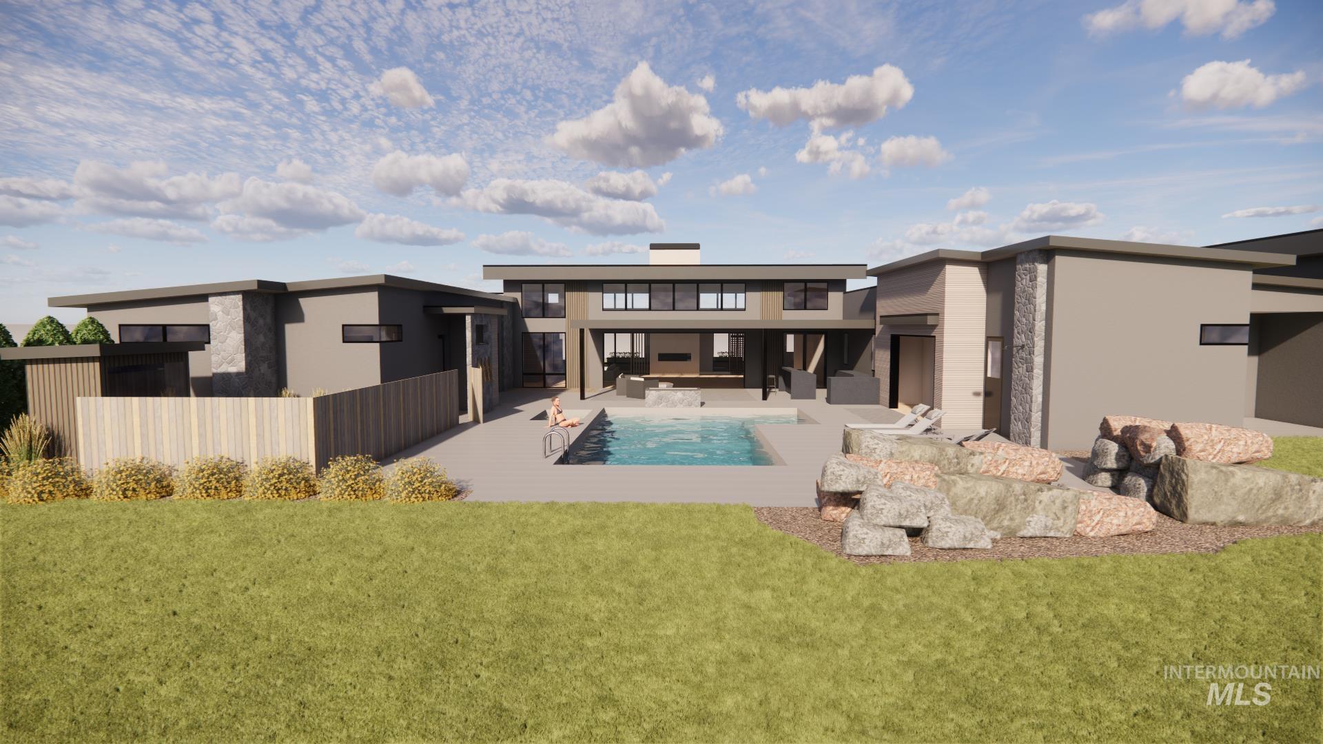 Rear view of property with a patio area, an outdoor pool, and stucco siding