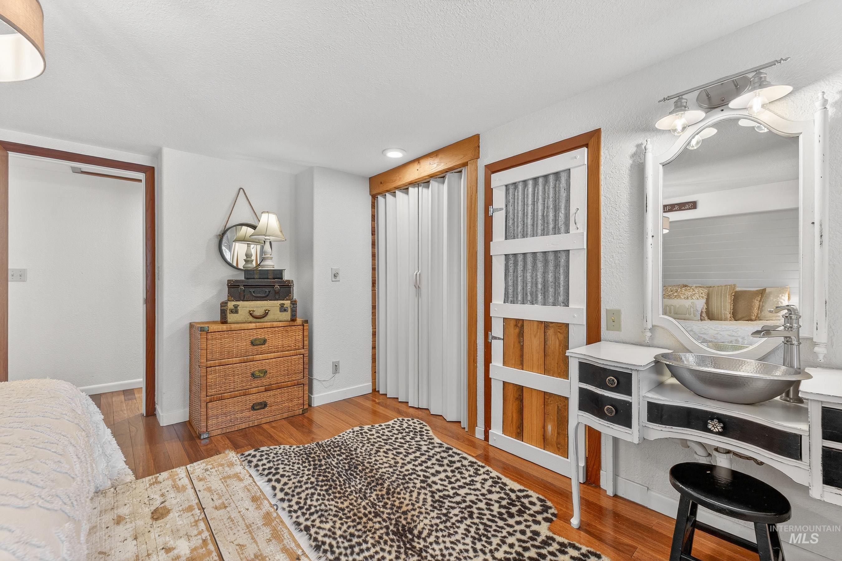 Hardwood flooring complemented by white walls