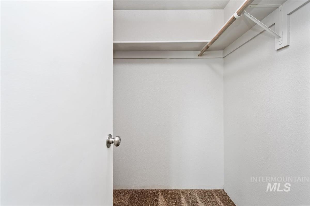 Spacious closet with carpet flooring