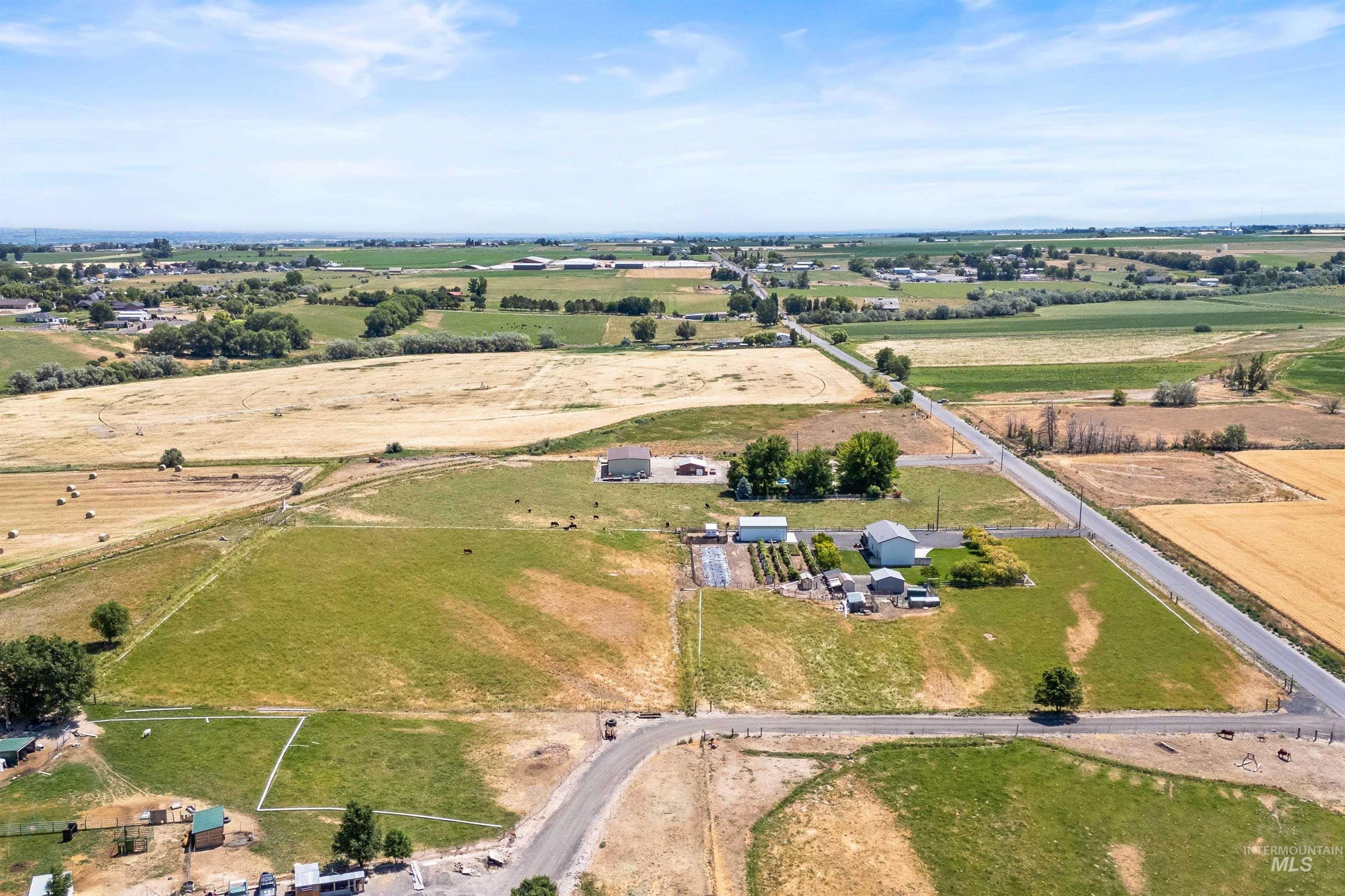Aerial overview of property's location featuring rural landscape