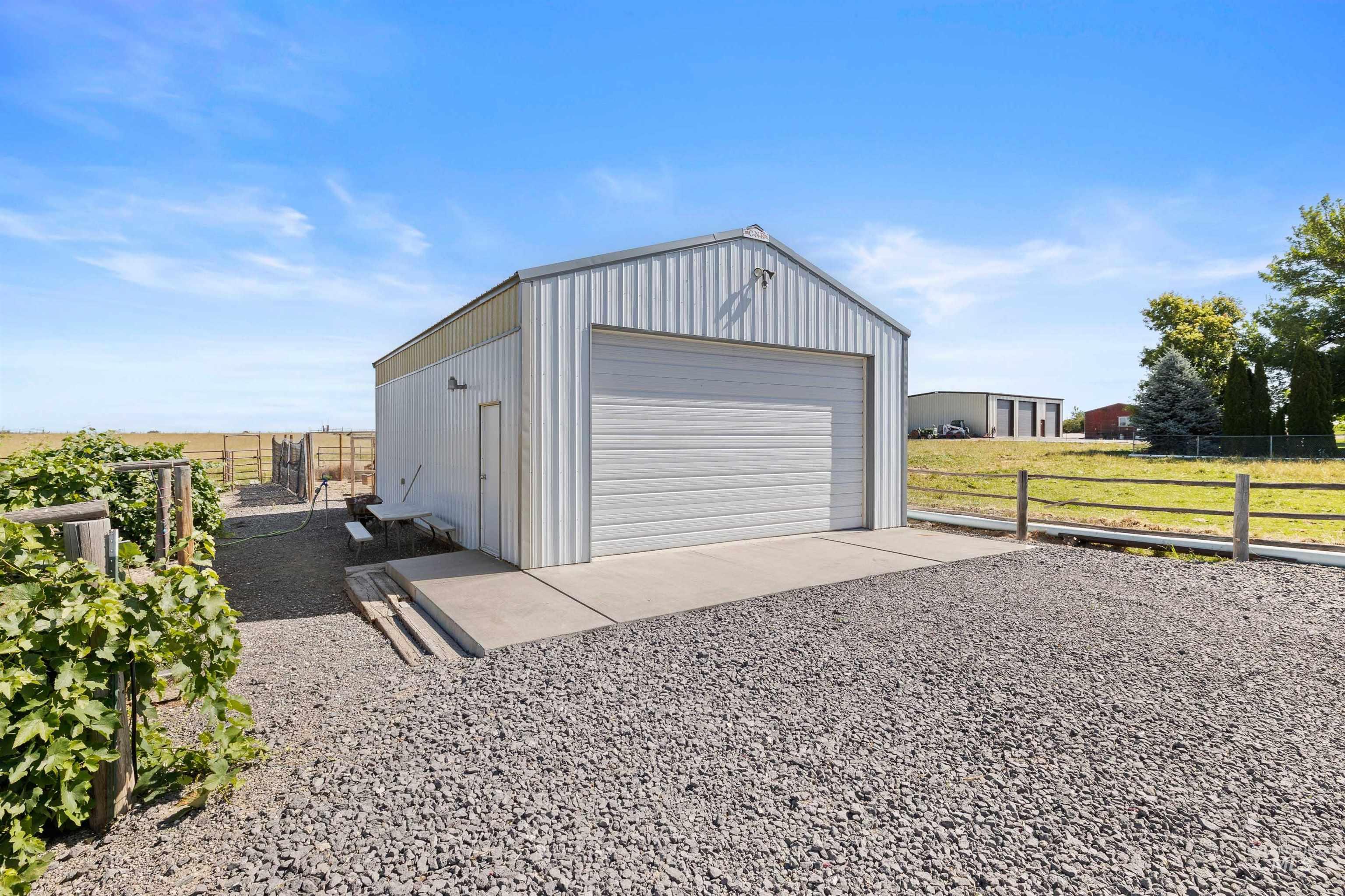 View of detached garage