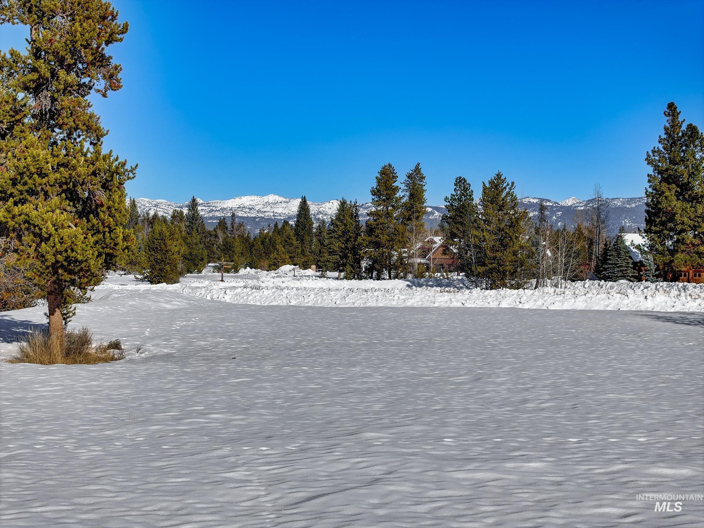 Snowy yard featuring a mountain view