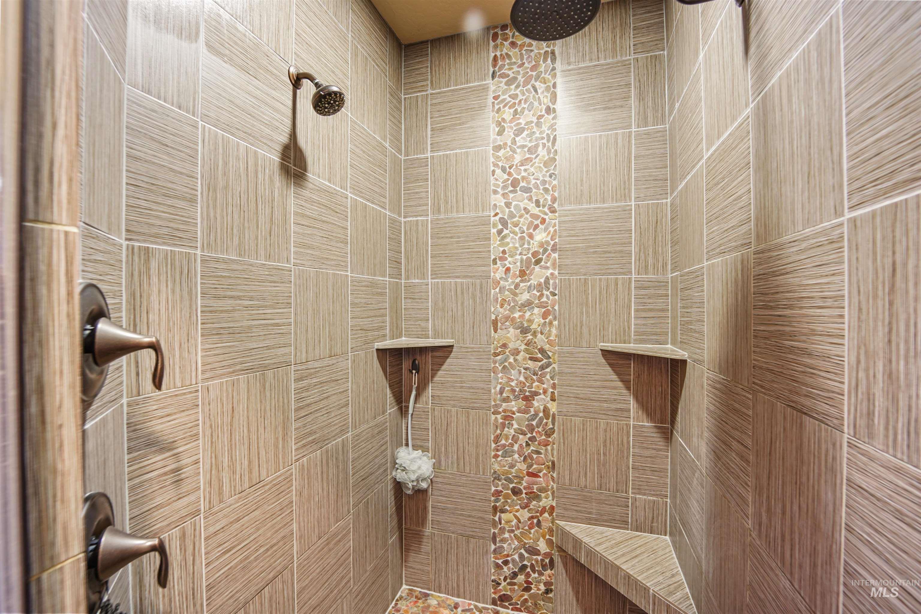 Bathroom view of tiled shower