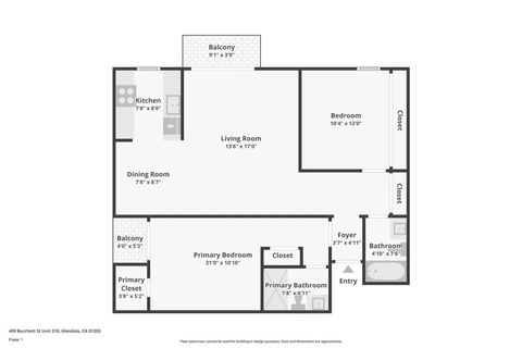 Tiny photo for 409 Burchett St #210, Glendale, CA 91203 (MLS # BB25252732)