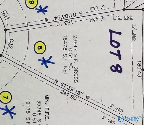 Vacant Land For Sale - 202 Fern Bank Drive<br/> Hazel Green, AL 35757