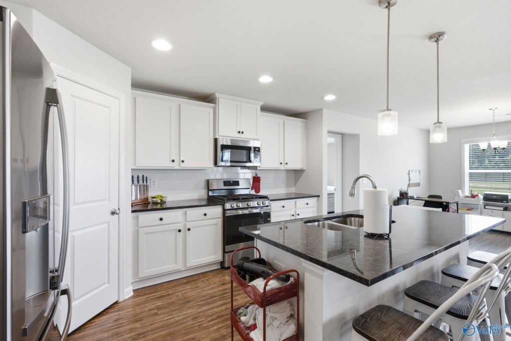 Open kitchen and dining area