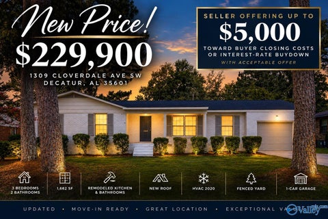 Homes For Sale - 1309 Cloverdale Avenue<br/> Decatur, AL 35601