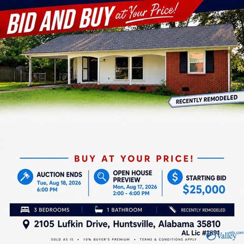 Homes For Sale - 2105 NW Lufkin Drive<br/> Huntsville, AL 35810
