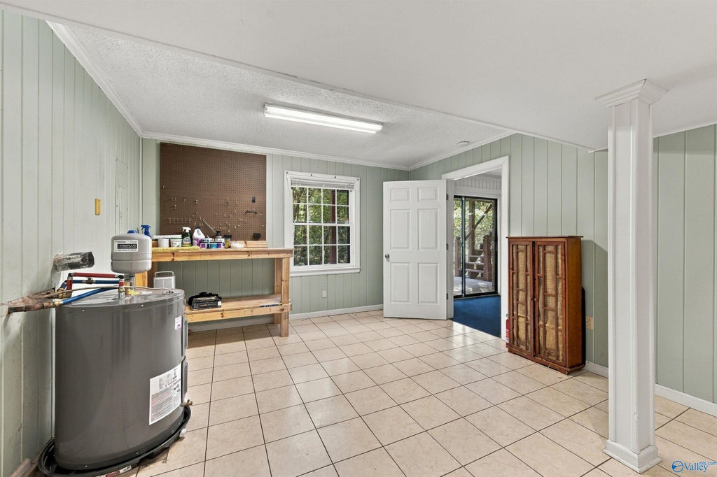 Basement laundry and hobby space