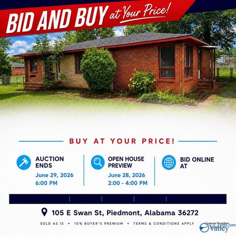 Homes For Sale - 105 E Swann St<br/> Calhoun County, Piedmont, AL 36272