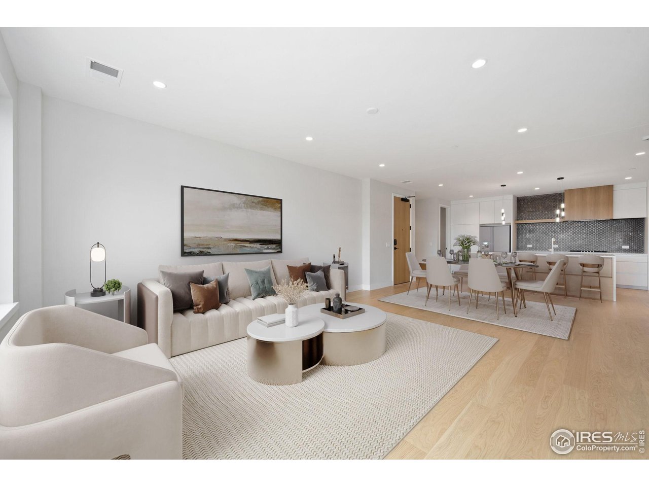 Living room looking into dining area