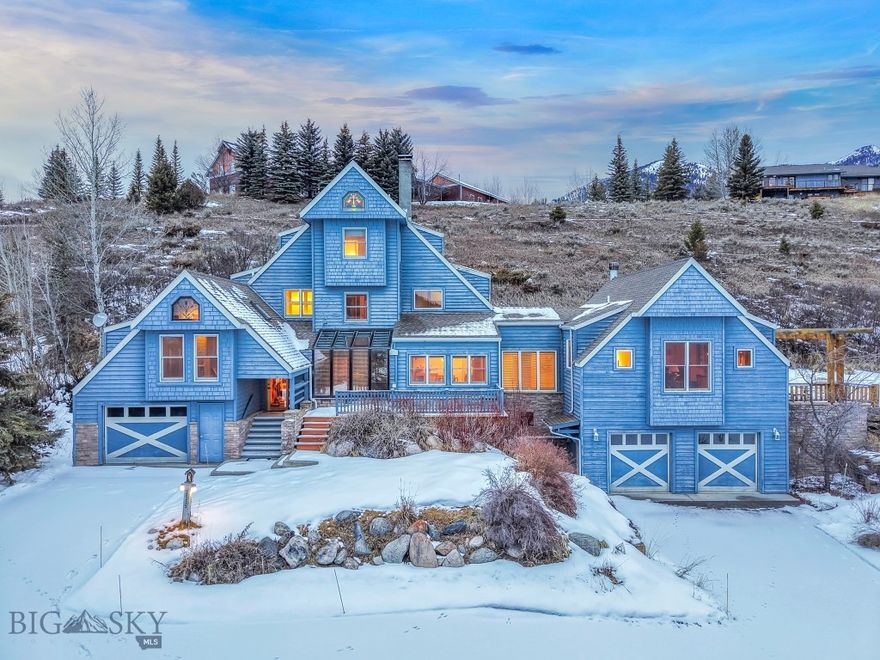 In the heart of Big Sky’s Meadow Village, this 2,866-sq-ft furnished Nantucket-style residence blends character, craftsmanship, and convenience. Featuring 4 bedrooms and 4 bathrooms—including a private guest suite—this fully custom home was designed for both comfort and versatility. You won’t find another home like this in Big Sky.
Inside, rich details abound: thoughtfully crafted built-ins, beautiful stained-glass accents, an efficient wood stove, a gas fireplace, and radiant-floor heat in the addition ensure cozy comfort year-round. A bright sunroom off the entryway welcomes natural light and overlooks the landscaped grounds, while an expansive family-room addition with wet bar creates an ideal space for entertaining or relaxing after a day in the mountains. From here, step out to a lovely outdoor patio—perfect for gatherings or quiet evenings alike.
Outdoors, the lifestyle continues. Set on over a half-acre of beautifully landscaped grounds, the property offers a large driveway, three garage spaces, and two golf carts for direct access to the Big Sky Golf Course just across the street. Down the road, the Big Sky Community Park offers tennis and pickleball courts, playgrounds, a skate park, and Little Coyote Pond for fishing, swimming, and year-round recreation. In winter, cross-country ski trails start right outside your door, with world-class downhill skiing at Big Sky Resort only minutes away.
This is more than a home—it’s an unmatched four-season lifestyle at the center of everything that makes Big Sky special.