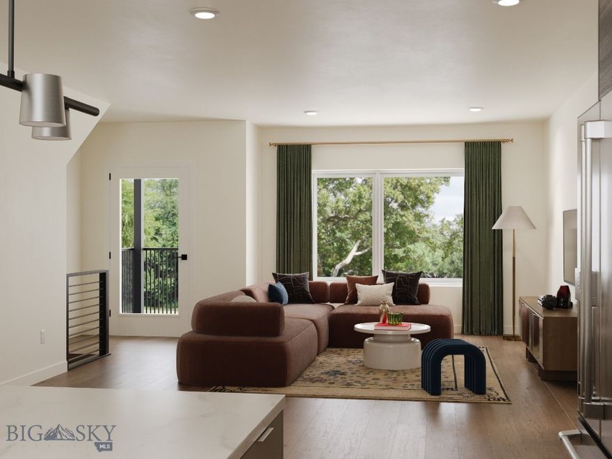 Located moments from downtown Bozeman, the beautifully designed residences at The Lofts on Beall offer modern luxury with a warm, elevated feel. Each unit is thoughtfully appointed with high ceilings, oversized windows, and an open-concept layout. The space is filled with natural light and refined finishes throughout. The kitchen features two-tone cabinetry, quartz countertops, and Café appliances—perfect for everyday living and entertaining. A private balcony extends the living space outdoors, while the bedrooms offer a peaceful retreat. With curated design elements, mountain views, designated parking, and an unbeatable location, this unit is a rare opportunity to own a turnkey home in the heart of Bozeman.