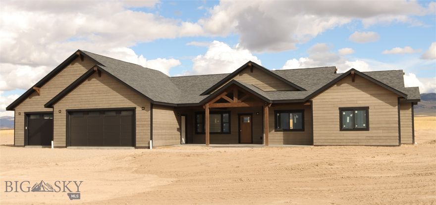 Surrounded by stunning views and located just a short 10 minute drive from town, you'll find 105 Thatcher Drive.  The only thing more beautiful than the endless views is the newly constructed piece of pure Montana serenity.  A sprawling 10.24 +/- acre property gives room for children and animals alike to stretch their legs and gives ample elbow room from neighbors.  2,527 square feet of living space combined with an attached 3 car garage giving an additional 1,112 square feet of room provides excellent space and contained storage for the whole family.  The home features an open floor plan which is the perfect place to gather with family and friends alike.  Vaulted ceilings will allow you to showcase artwork or trophy mounts.  4 bedrooms and 2.5 bathrooms make it the perfect family sized home.  Tiled showers add elegance and a touch of class.  A wood freestanding fireplace will grace the home and will make the perfect gathering place during holidays or special occasions.  Additional heating is provided by a propane forced air furnace featuring A/C and a conditioned crawl space.  Hickory cabinets and granite countertops add more beauty to an already breathtaking home.  Minimal HOA fees for road maintenance and Vigilante Electric power are two more positive additions.  With a scheduled completion date of October 31, 2025, there is still time for you to select a few specific options for customization.  Exact legal description and tax information is TBD.  Views, location and quality next-level construction are a rarity and this one has it all!