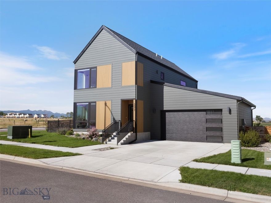 OPEN HOUSE THIS SUNDAY SEPTEMBER 28 11:00-1:00, STOP BY!   $10,000 Seller Credit! Use it toward your closing costs or a mortgage rate buy-down—a fantastic opportunity to save on your dream home!
Welcome to luxury living in Bozeman’s sought-after Gran Cielo neighborhood! This stunning Lagom N2 home sits on a prime corner lot and offers 3 spacious bedrooms, 2.5 baths, and 2,048 sqft of thoughtfully designed living space.
Step inside to discover a bright, open floor plan that blends high-end modern design with everyday functionality. The heart of the home is the chef’s kitchen, ideal for both culinary creations and entertaining. Upstairs, a flexible bonus space offers endless possibilities—think home office, playroom, or cozy second living area.
Premium finishes are found throughout, including sleek German-engineered euro-style windows that flood the space with natural light. Built with sustainability in mind, this home includes solar panels and central A/C for year-round comfort and energy efficiency.
All of this is nestled in one of Bozeman’s most vibrant communities—just minutes from trails, parks, shops, and top-rated schools.