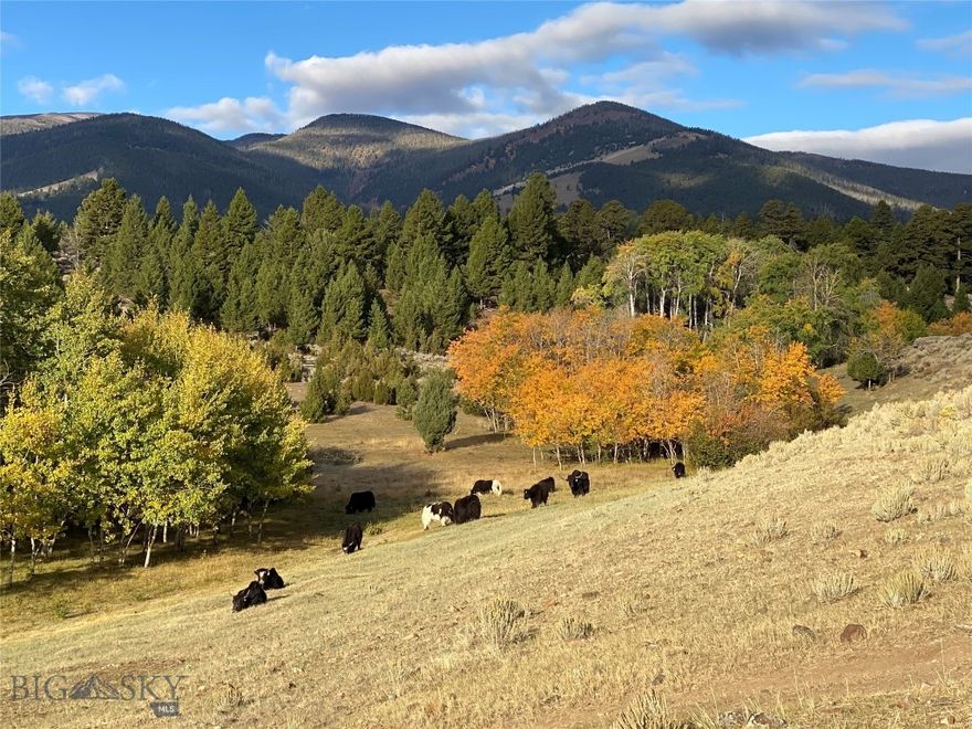 Highland Foothills Ranch is set proudly in the Eastern foothills of the Highland Mountains of southwestern Montana, with commanding views of the expansive Jefferson River Valley and inspiring Tobacco Root, Bridger, Snowcrest, and Gravelly Mountains. Highland foothills is the ideal end-of-the-road retreat blending scenic beauty, privacy, abundant wildlife and big-game hunting.  The ranch’s 317+/- acres blend grass pastures, irrigated hay ground, old-growth coniferous and beautiful willows, and aspen trees lining the banks of Dry Creek, which flows for over a half mile through the property year-round. The riparian corridor is rich with wildlife and defines the ranch’s character.

A 41-acre solar-powered, gravity-fed pivot currently provides over 100 tons of alfalfa/grass hay annually and is joined by 32 acres of flood/k-line irrigated pasture. The ranch currently supports a 50-60 year-round cow-calf operation. The current owner runs not only cattle and sheep but yaks, donkeys, horses, goats and chickens. Completed in 2024, the 3,933sq ft luxury home features a first-floor primary suite, stone fireplace, chef’s kitchen, wraparound deck, and walk-out basement with guest quarters. A log guest cabin adds flexible space for visitors or rentals. A large barn with hayloft and stalls, original homesteader’s cabin, multiple corrals, and fenced pastures support various livestock use.

Located at the end of a private gravel road, the ranch is secluded but nicely situated near Butte and Bozeman, MT, with all the modern amenities of a mountain town. The world-class fly-fishing waters of the Madison, Jefferson, Beaverhead, Ruby, and Big Hole Rivers are nearby, with all the ingredients for excellent deer and elk hunting on the ranch. Limited regional development helps preserve the remote, wild atmosphere here.

Highland Foothills Ranch is the hard-to-find opportunity to blend a functional agricultural property with an end-of-the-road family or hunting retreat in a peaceful mountain setting. Exceptional views and well-considered improvements make this a truly functional mountain retreat.