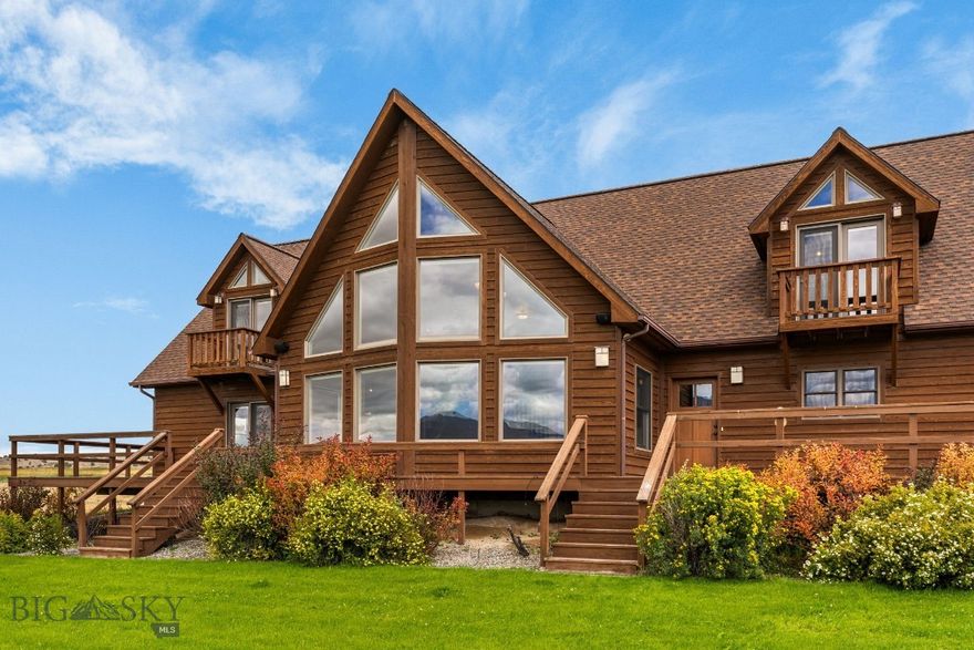 This custom-built residence offers over 3,500 square feet of thoughtfully designed living space on just over 5 acres with irrigation water and handlines. The beautifully landscaped grounds feature a manicured lawn with an underground sprinkler system and a wrap-around deck extending along three sides of the home, ideal for enjoying the surrounding views of the Ruby Mountains. Inside, the home includes 4 bedrooms, with one well-suited for use as an office. The primary suite offers a walk-in closet, bathroom with a jetted tub, and private deck access to the hot tub. Two additional upstairs bedrooms are generously sized, each with large closets and private balconies. The formal dining room provides direct access to the deck, creating excellent space for gathering and entertaining. The kitchen is equipped with granite countertops, stainless steel appliances, and abundant
cabinetry. The main living area showcases vaulted ceilings, expansive windows that frame the mountain views, and a gas fireplace. Additional features include central air conditioning, central vacuum, and a landscaped yard with underground sprinklers. This property combines comfort, functionality, and scenic beauty with ample space both indoors and outdoors.